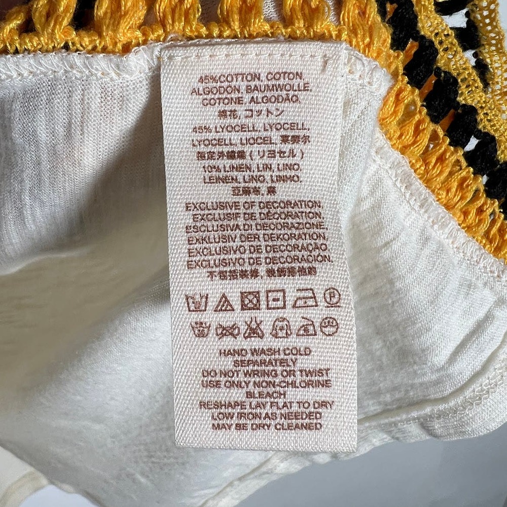 We The Free People Bora Bora Crochet Racerback Tank Top XS Cream Yellow Black - Picture 7 of 8